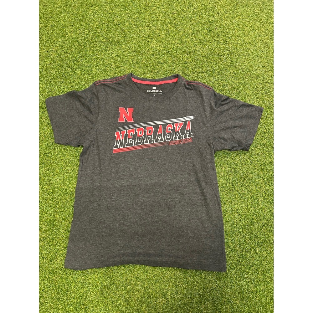 Colosseum Nebraska Huskers T Shirt Mens Large Gray Go Big Red NCAA Fan Gear